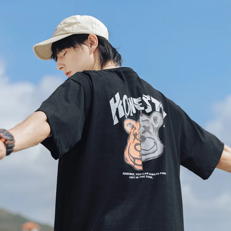 Мужская футболка с коротким рукавом и принтом тигра, весна-лето 2022 
Мужская футболка с коротким рукавом и принтом тигра, весна-лето 2022