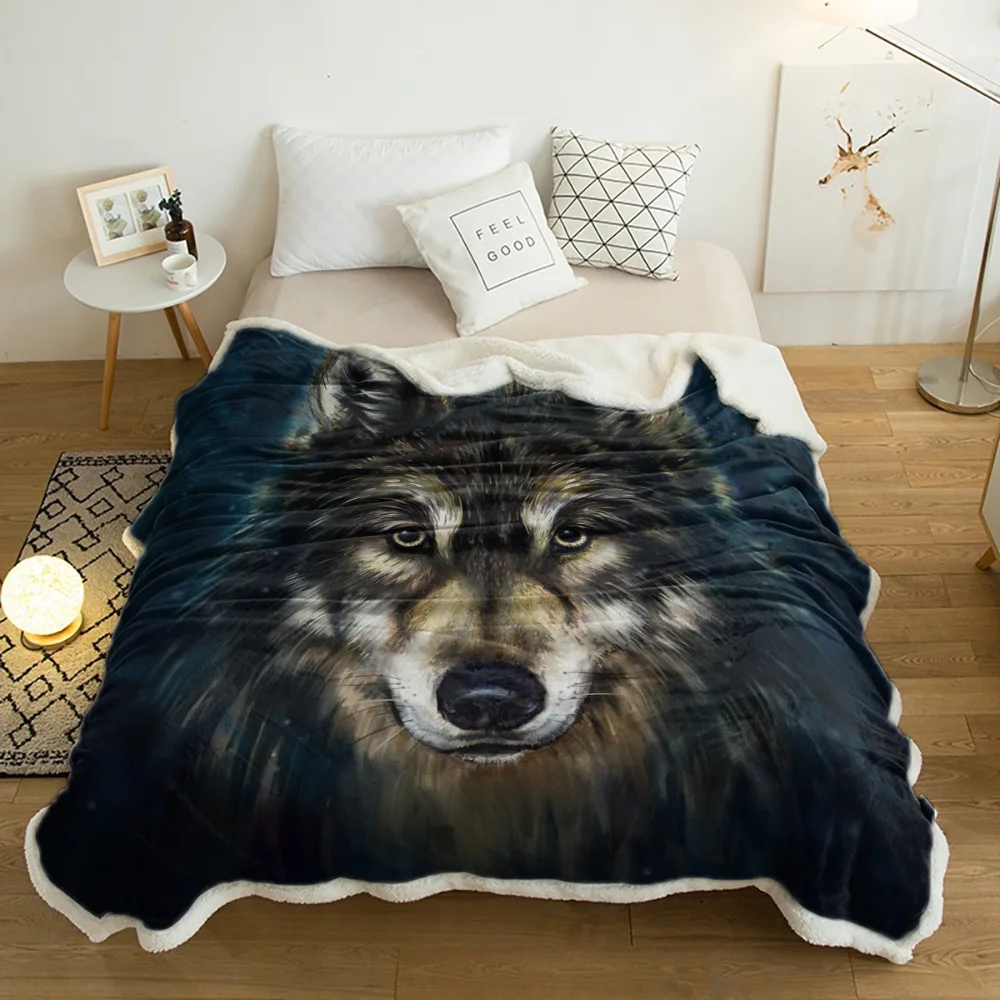 Animal Art Wolf Head Plush Plush Throw Blanket Sherpa Fleece Bedspread Blankets Sofa Cover Bedding Picnic Wool Soft Blanket
Animal Art Wolf Head Plush Plush Throw Blanket Sherpa Fleece Bedspread Blankets Sofa Cover Bedding Picnic Wool Soft Blanket