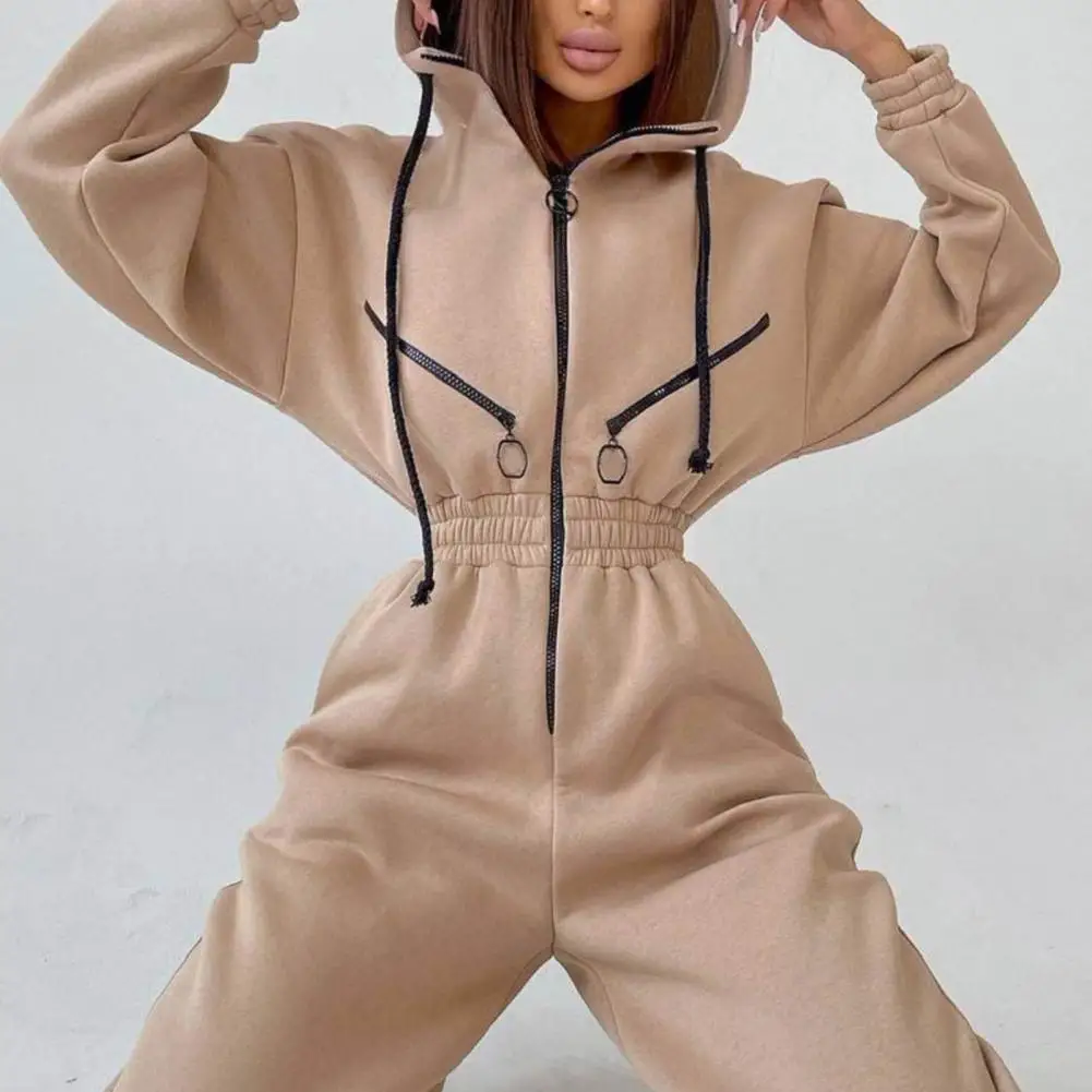

New Elegant Hoodies Jumpsuit Korea Fashion Women Long Sleeve One Piece Outfit Warm Overalls Winter Sportwear Rompers Tracksuits