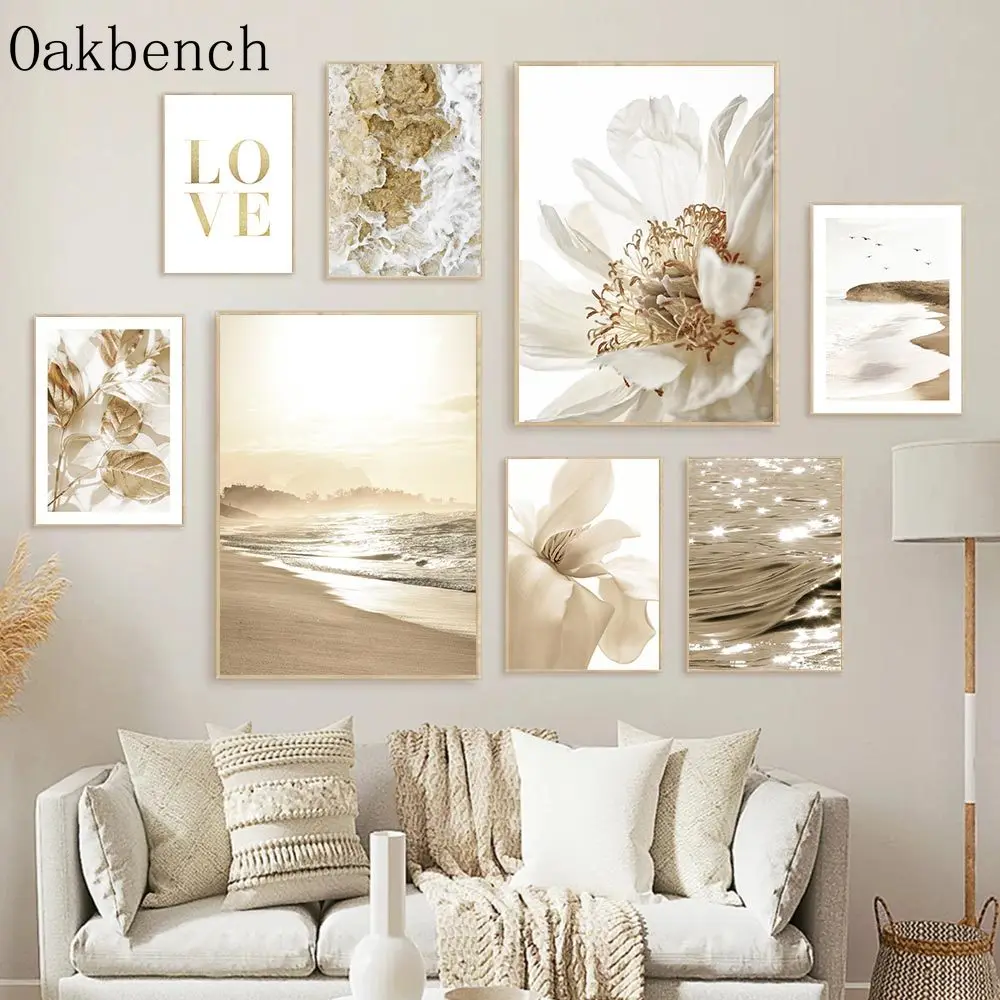 Golden Leaves Wall Posters White Flower Art Painting Sea Poster Mural Beach Wall Pictures Wave Art Prints Love Nordic Wall Decor
Golden Leaves Wall Posters White Flower Art Painting Sea Poster Mural Beach Wall Pictures Wave Art Prints Love Nordic Wall Decor