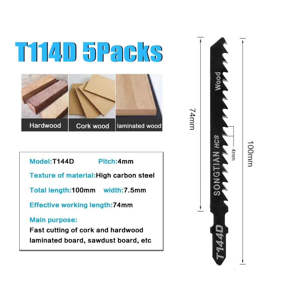 10Pcs Jig Saw Blades Set Jigsaw Blades Metal Wood Assorted Blades T144D T118A Saw Blade For Fast Cutting Woodworking Tools
10Pcs Jig Saw Blades Set Jigsaw Blades Metal Wood Assorted Blades T144D T118A Saw Blade For Fast Cutting Woodworking Tools