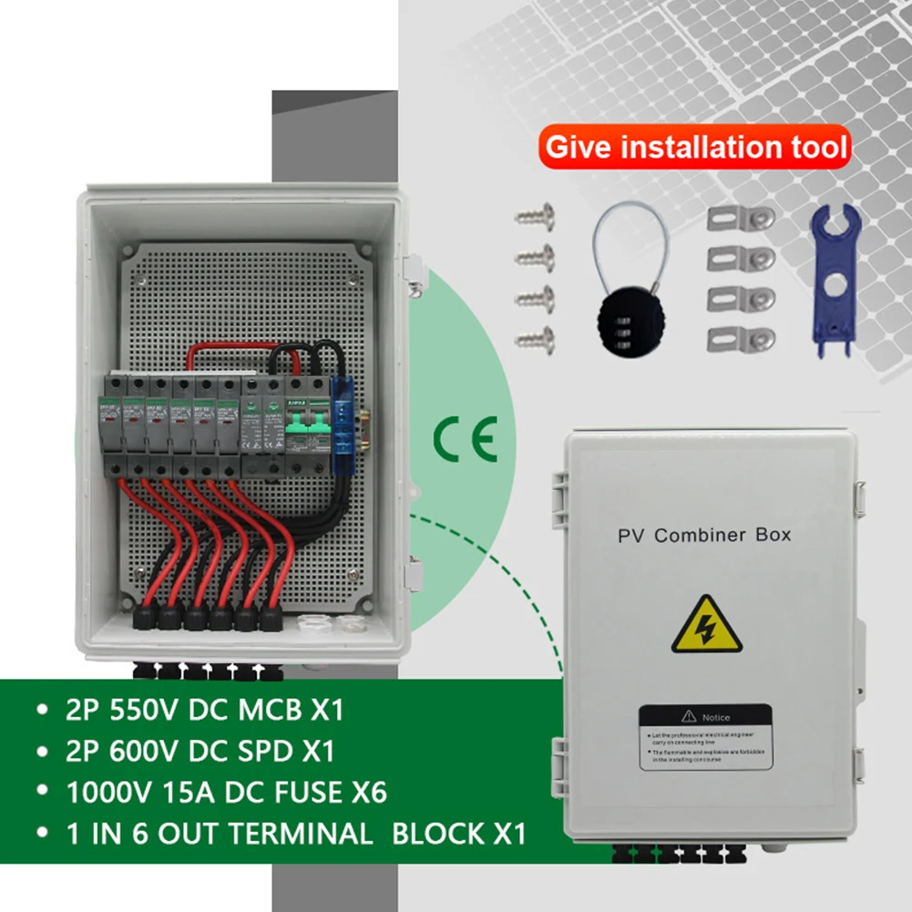 Solar Power Tool Parts Accessories PV Combiner Distribution Box 6 String 550V DC Circuit Breaker For Panel IP65 Set Protections
Solar Power Tool Parts Accessories PV Combiner Distribution Box 6 String 550V DC Circuit Breaker For Panel IP65 Set Protections