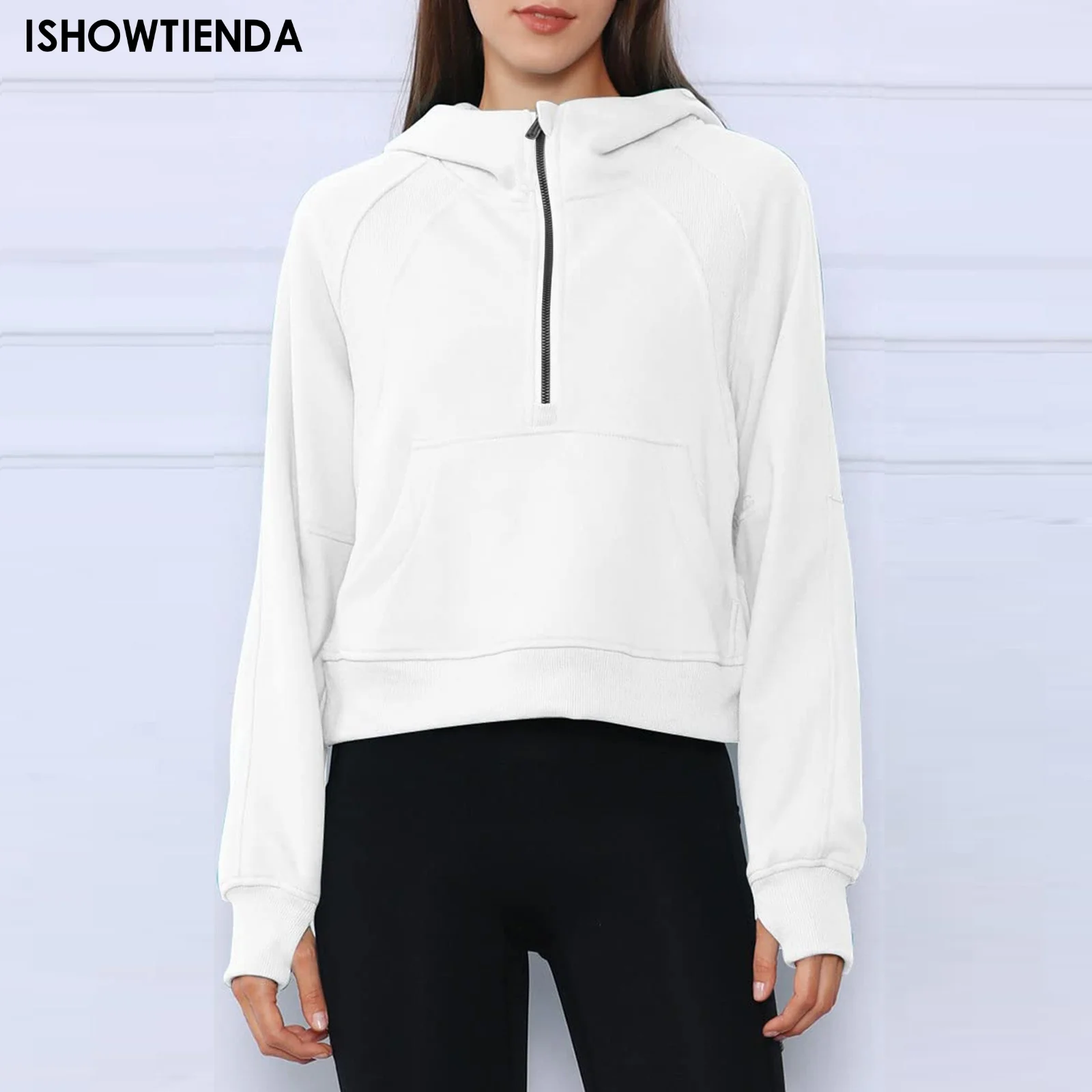Women’s Hoodies Loose Short Half Zip Pockets Thumb Hole Long Sleeve Pullover Sweatshirts Simple Fashionable Women's Hoodies
Women’s Hoodies Loose Short Half Zip Pockets Thumb Hole Long Sleeve Pullover Sweatshirts Simple Fashionable Women's Hoodies