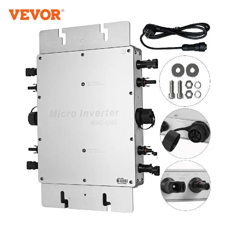 VEVOR MPPT Solar Grid Tie Micro Inverter 600W 1200W 22-50V to 110V / 220V IP65 Waterproof SPWM Control for Household Appliances
VEVOR MPPT Solar Grid Tie Micro Inverter 600W 1200W 22-50V to 110V / 220V IP65 Waterproof SPWM Control for Household Appliances