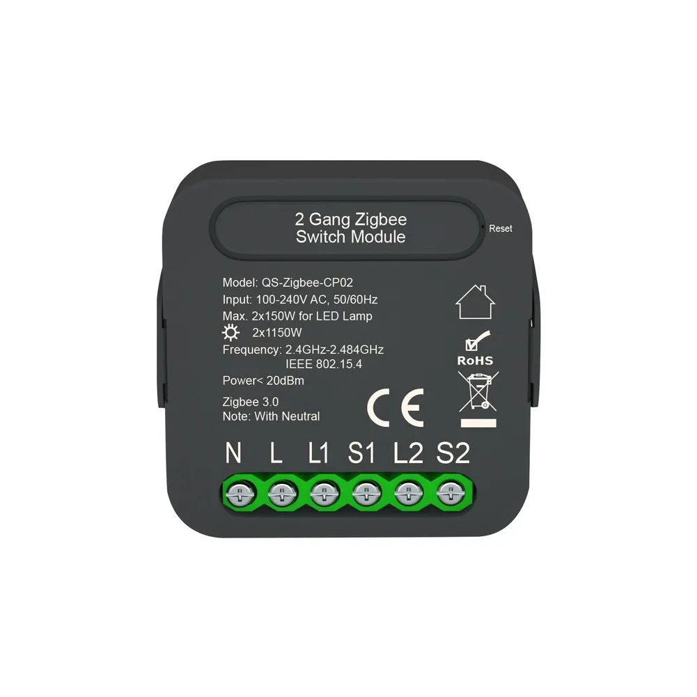 QS-Zigbee-CP02 Tuya ZigBee Intelligent Switch Module Intelligent Home Electrical Appliance
QS-Zigbee-CP02 Tuya ZigBee Intelligent Switch Module Intelligent Home Electrical Appliance