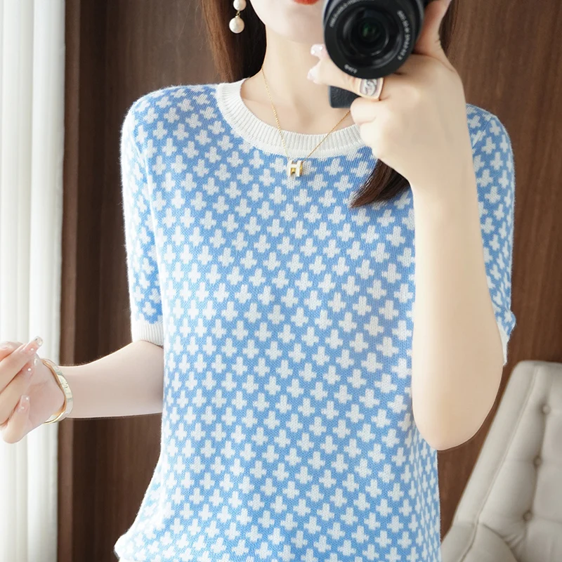 Summer New Women's Short Sleeve 100% Pure Combed Cotton Pullover Round Neck Fashion Contrast Casual Top T-shirt
Summer New Women's Short Sleeve 100% Pure Combed Cotton Pullover Round Neck Fashion Contrast Casual Top T-shirt