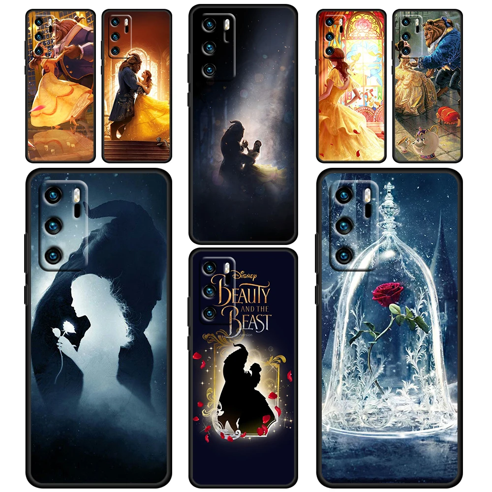 

Disney Beauty and the Beast Case For Huawei P50 P40 P30 P20 Lite 5G Nova Y70 Plus 9 SE Pro Y9S Soft Black Phone Cover Shell Capa