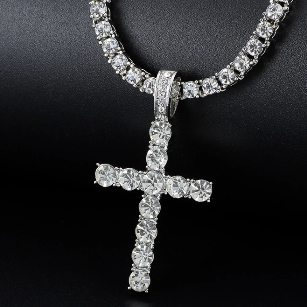 Men Women Hip Hop Cross Pendant Necklace with 4mm Zircon Tennis Chain Iced out Bling Necklaces HipHop Jewelry Iced Out Chain
Men Women Hip Hop Cross Pendant Necklace with 4mm Zircon Tennis Chain Iced out Bling Necklaces HipHop Jewelry Iced Out Chain
