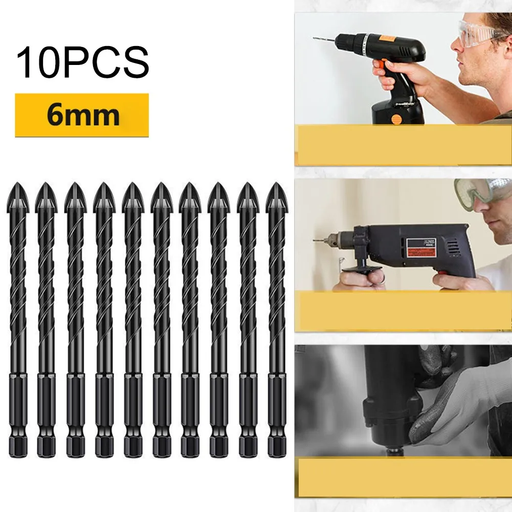 10pcs 6mm Drill Bit Glass Ceramic Hex Shank Cross Spear Head For Drilling Ceramic Tiles Glass Marble Mirrors Wood Plastic
10pcs 6mm Drill Bit Glass Ceramic Hex Shank Cross Spear Head For Drilling Ceramic Tiles Glass Marble Mirrors Wood Plastic
