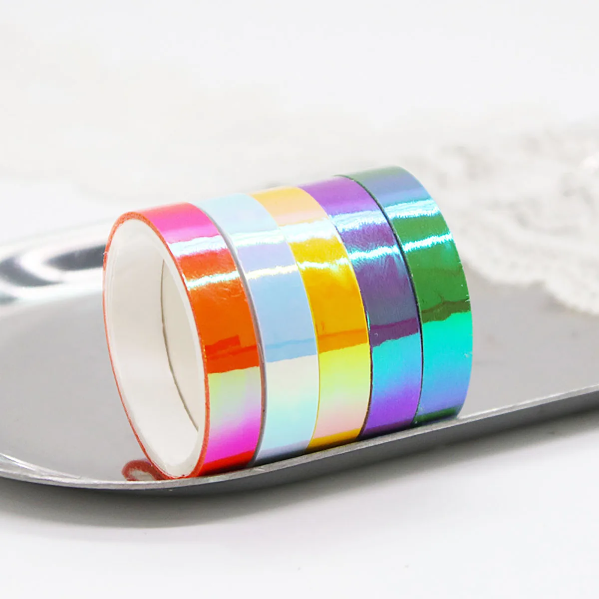 5 Roll Laser Color Rainbow Adhesive Tape Fashion Ins Style Handbook Notepad Diary DIY Decorative Gift Box Scrapbook Stationery
5 Roll Laser Color Rainbow Adhesive Tape Fashion Ins Style Handbook Notepad Diary DIY Decorative Gift Box Scrapbook Stationery