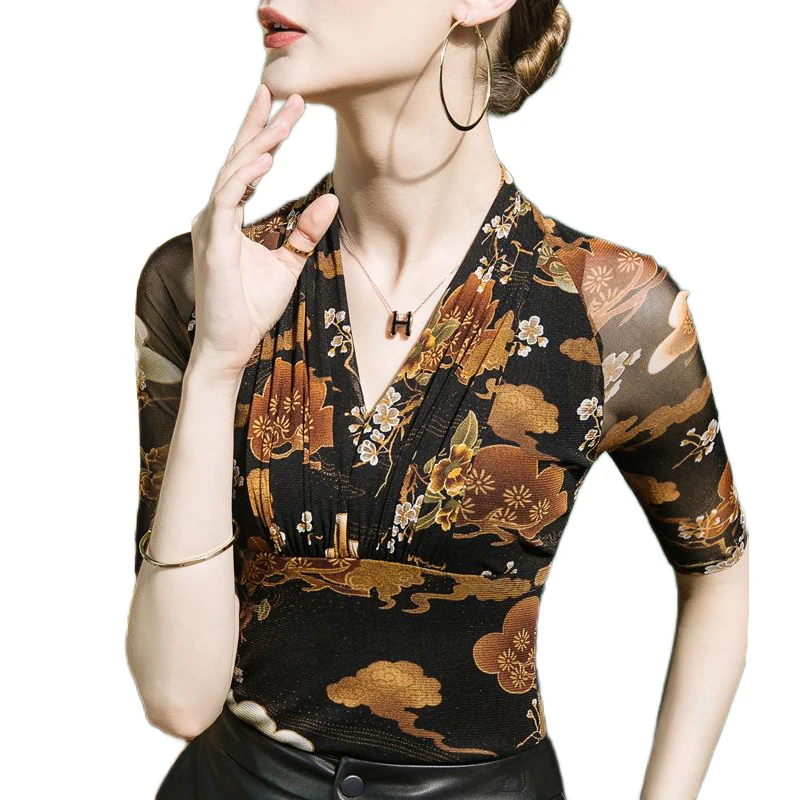 Women Clothing Short Sleeve Square Collar Women's T-shirt Leopard Prined Mesh Woman Top Summer Tops For Girls
Women Clothing Short Sleeve Square Collar Women's T-shirt Leopard Prined Mesh Woman Top Summer Tops For Girls