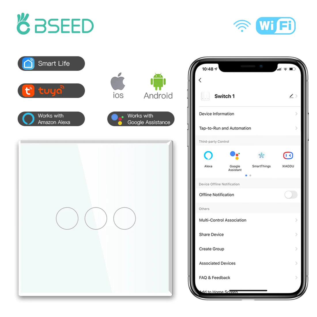 BSEED Сенсорный выключатель со стеклянной панелью
BSEED Сенсорный выключатель со стеклянной панелью
