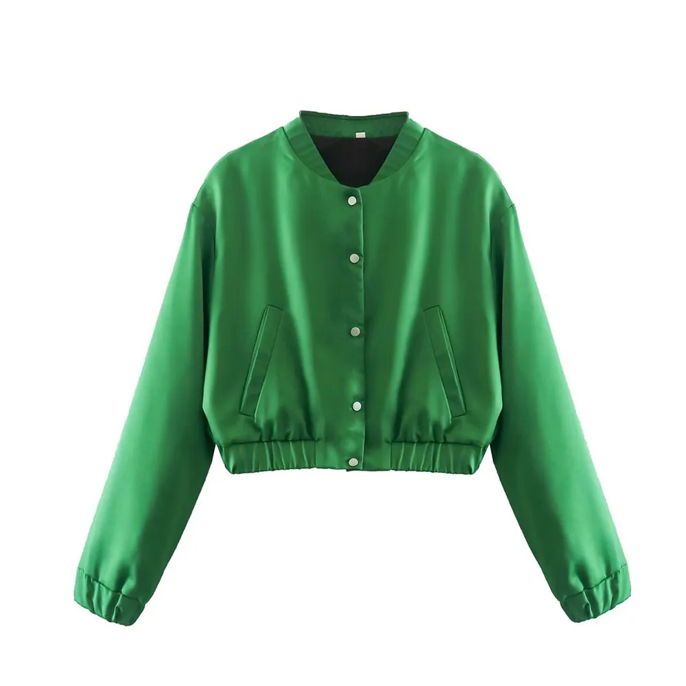 BER&OYS&ZA2022 Fall women's vintage stand collar loose with a stylish green short single breasted jacket
BER&OYS&ZA2022 Fall women's vintage stand collar loose with a stylish green short single breasted jacket