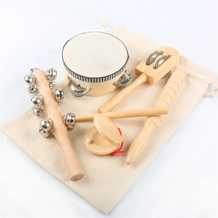 

Musical Instrument Wooden Sand Hammer Tambourine Montessori Baby Toddlers Early Education Toys For Kids 2 To 4 Years Old D66W