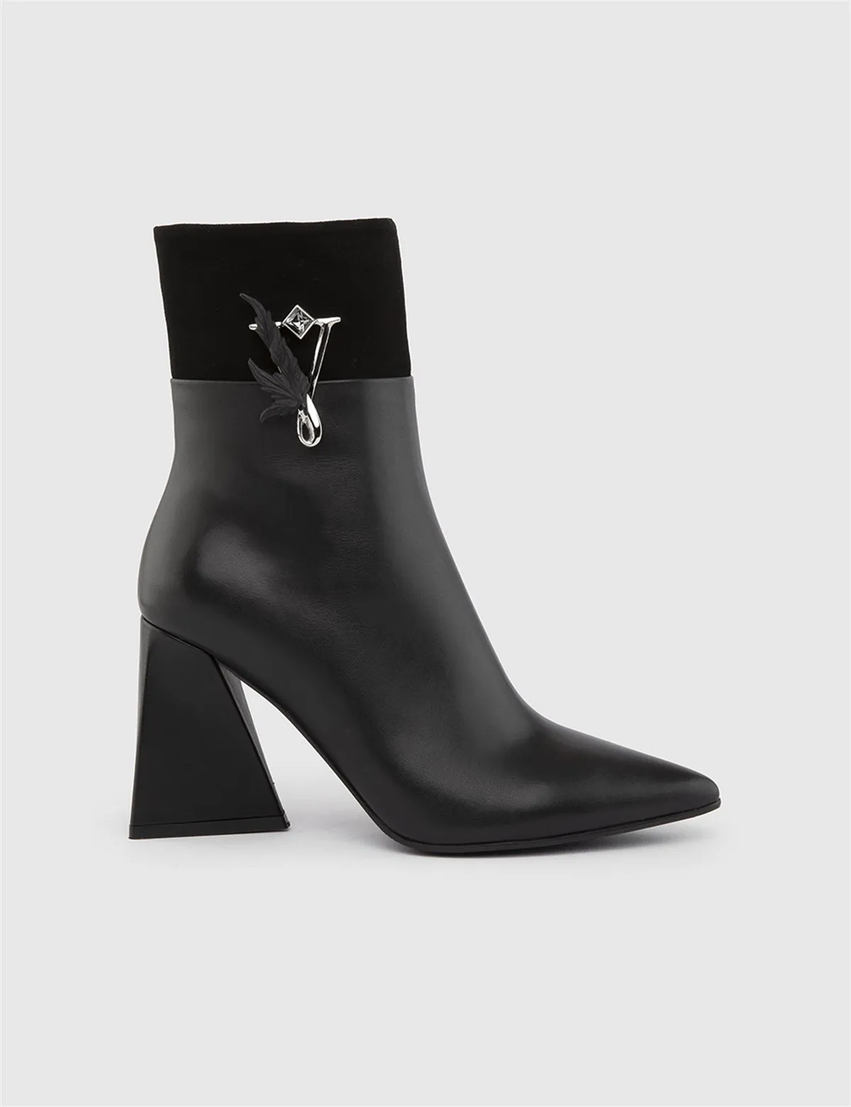 

ILVi-Genuine Leather Handmade Blais Black Suede Heeled Boot Women's Shoes 2022 Fall/Winter