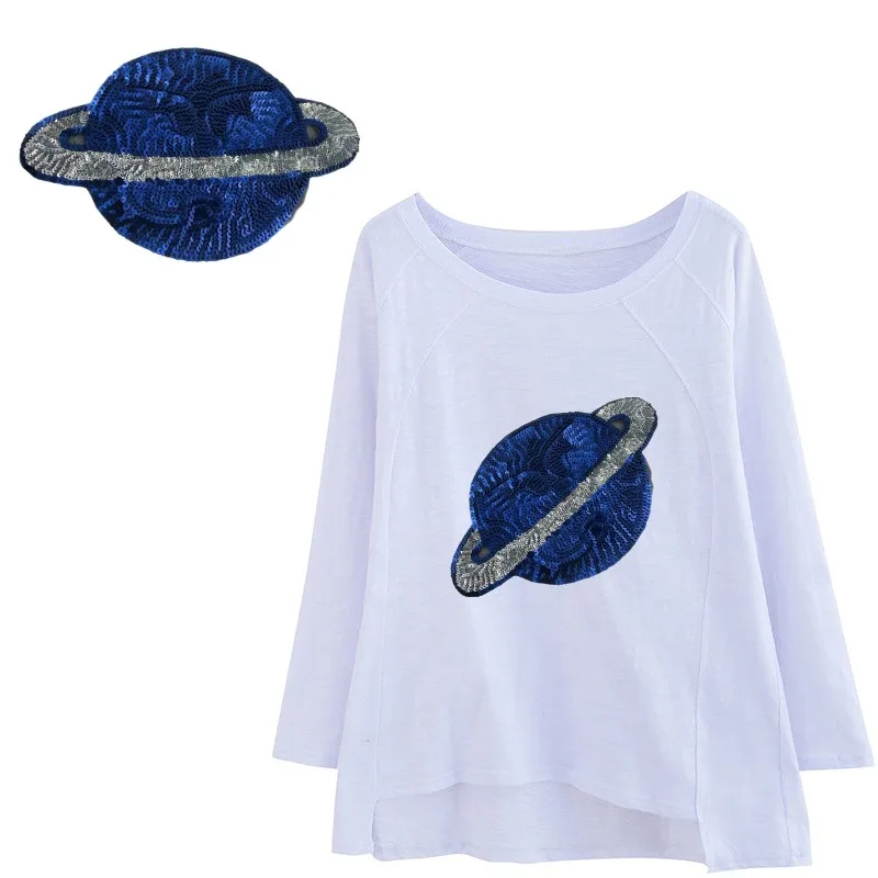 

1PC Sew On Planet Sequin Patch Garment Accessoires Couture Et Mercerie Parches Sewing UFO Custom Patches For Clothing