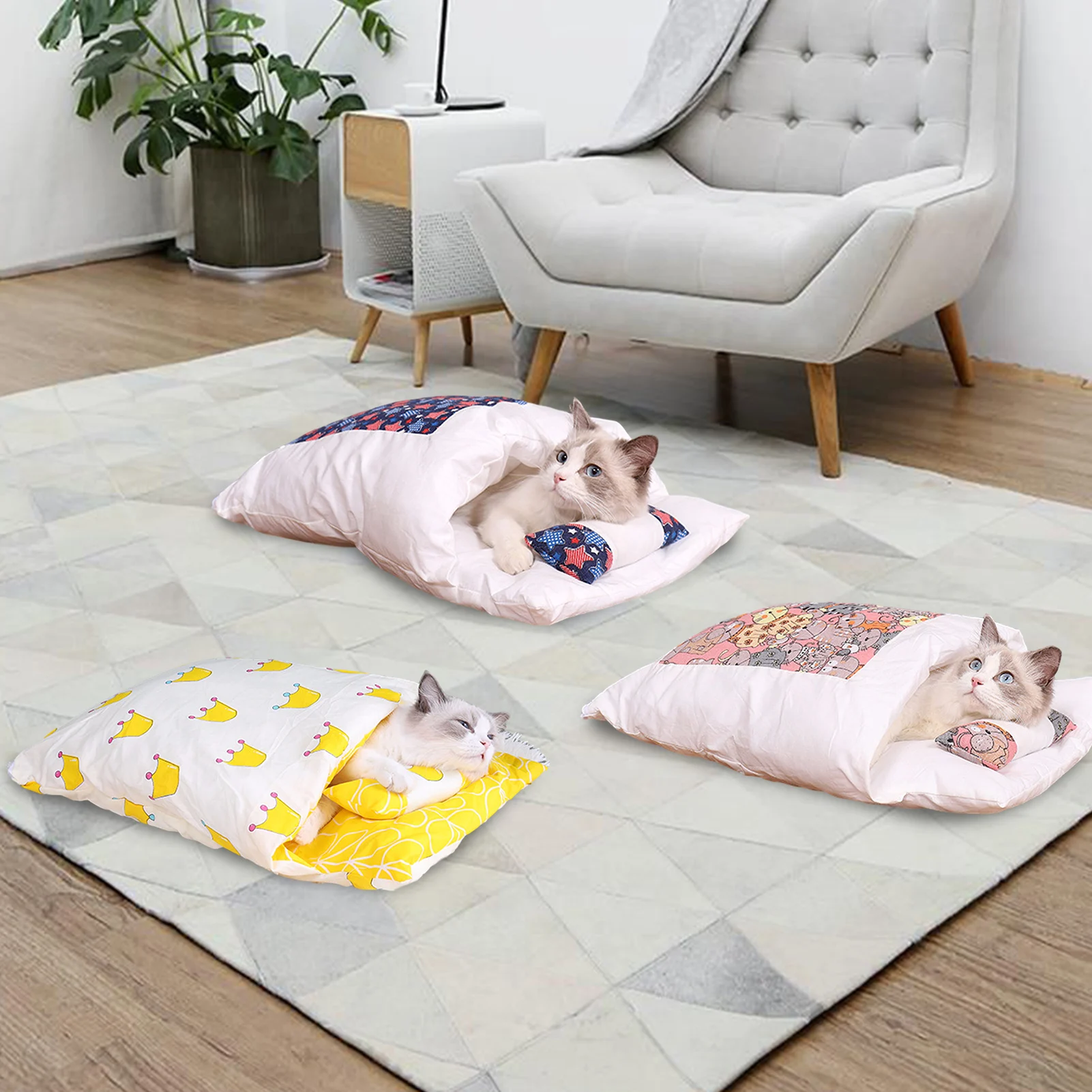 Winter Cat Beds Crown Star Locar Sleeping Bag Closed Winter Removable Anti-Slip Breathable Warm Comb Bed For Cats With A Pillow
Winter Cat Beds Crown Star Locar Sleeping Bag Closed Winter Removable Anti-Slip Breathable Warm Comb Bed For Cats With A Pillow