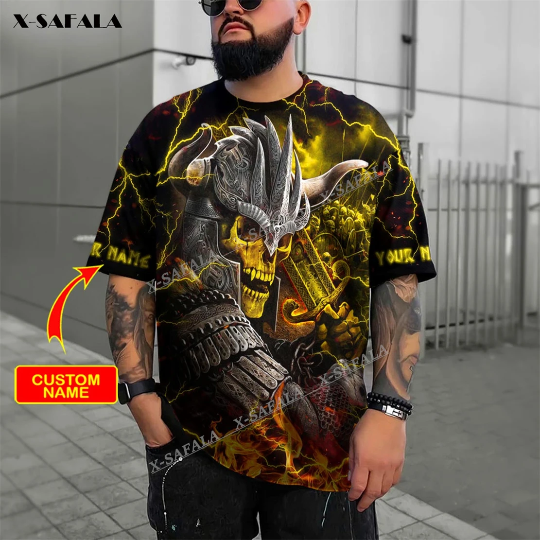 

Glory Warrior Fire Skull Personalized 3D Printed T-Shirts Tops Tees Short Sleeve Casual Milk Fibe Better Cotton O Collared