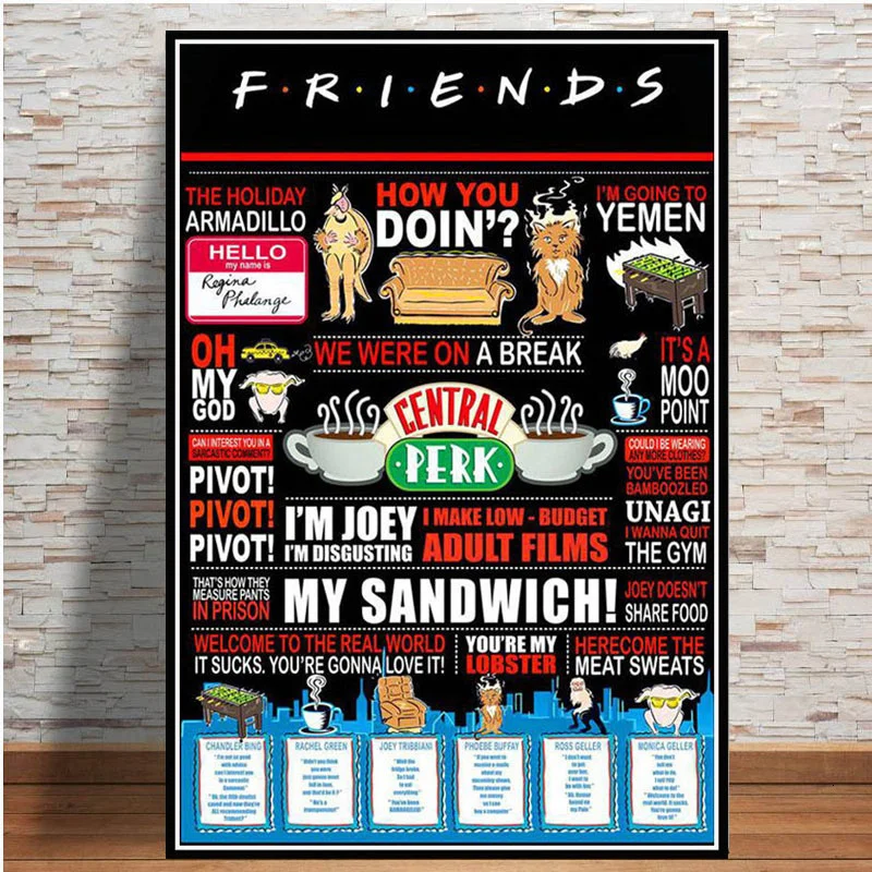 Friends Tv Show Classic Bar poster and print wall art canvas Pictures Painting wall paintings for bedrooms Quadro
Friends Tv Show Classic Bar poster and print wall art canvas Pictures Painting wall paintings for bedrooms Quadro