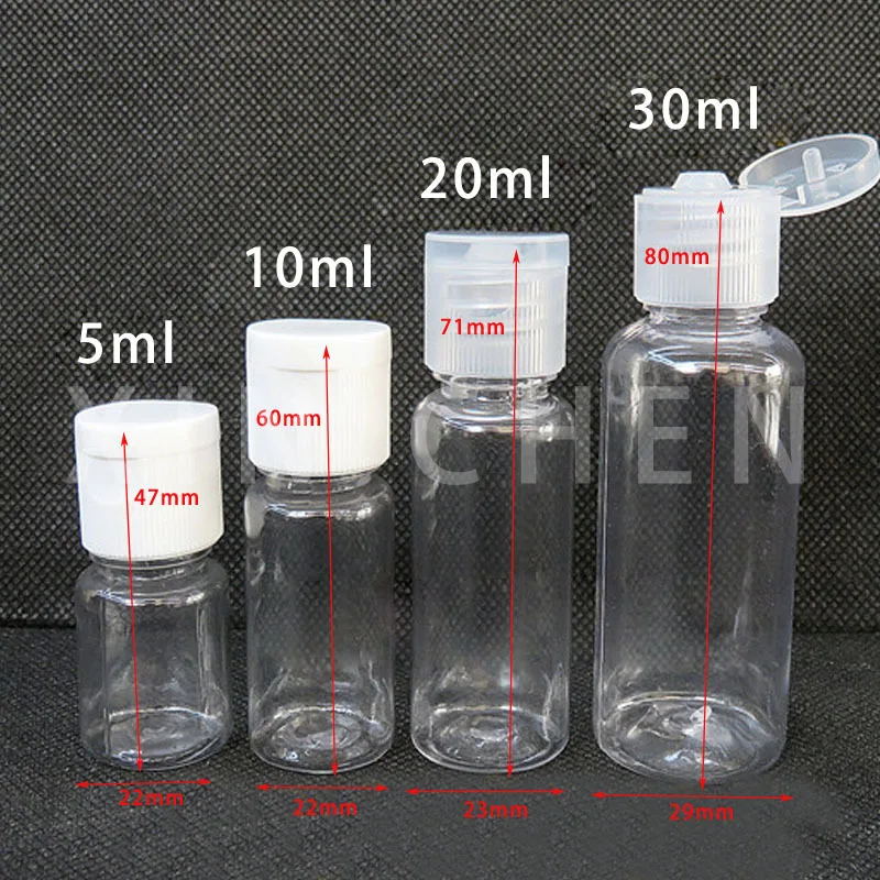 10 шт пластиковая откидная крышка бутылки 5-100 мл прозрачные для образцов