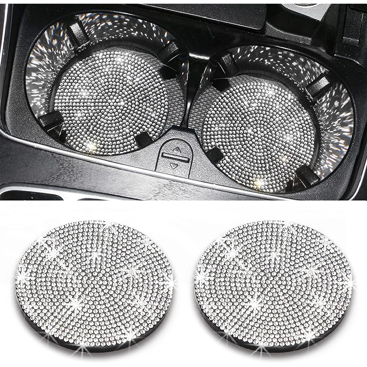 2Pcs Bling Cup Holder Coasters Universal Anti Slip Silicone Cup Holder Insert Crystal Rhinestone Car Interior Accessories
2Pcs Bling Cup Holder Coasters Universal Anti Slip Silicone Cup Holder Insert Crystal Rhinestone Car Interior Accessories