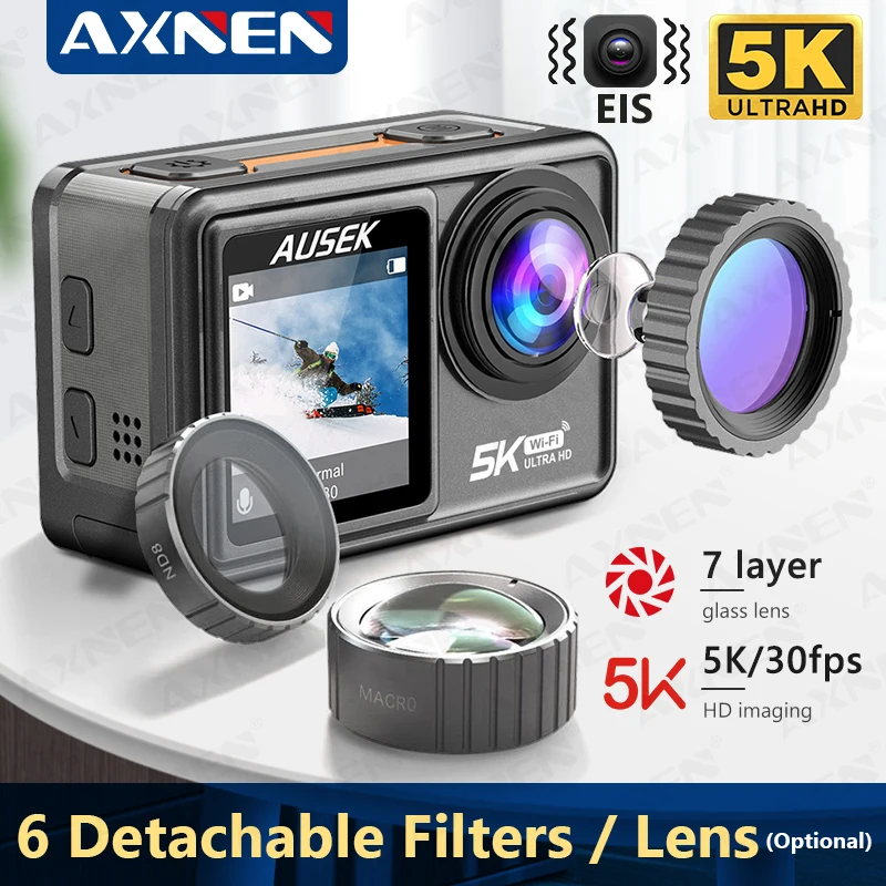 AXNEN AUSEK 5K Экшн-камера 4K 60FPS EIS 48MP сенсорный экран 1080P Веб-камера Vlog WiFi Спортивная камера с дистанционным управлением, дополнительный фильтр объектива
AXNEN AUSEK 5K Экшн-камера 4K 60FPS EIS 48MP сенсорный экран 1080P Веб-камера Vlog WiFi Спортивная камера с дистанционным управлением, дополнительный фильтр объектива
