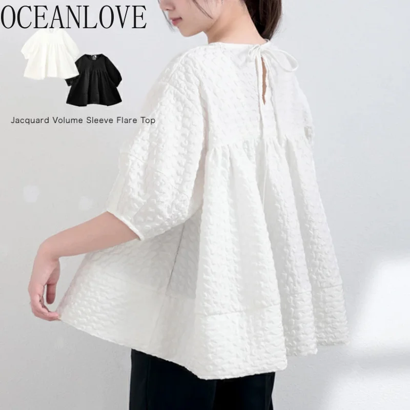 Solid Blouses Women Tops Pu Sleeve Japan Style Lace Up Vintage Loose Summer Blusas Mujer Sweet Elegant Shirts 
Solid Blouses Women Tops Pu Sleeve Japan Style Lace Up Vintage Loose Summer Blusas Mujer Sweet Elegant Shirts