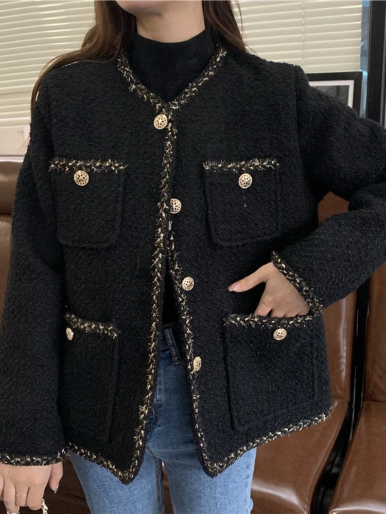 Korean Fashion Small Fragrance Women's Jacket 2023 Autumn New Temperament Loose Tweed Sense of Design O-Neck Women's Coat Tops
Korean Fashion Small Fragrance Women's Jacket 2023 Autumn New Temperament Loose Tweed Sense of Design O-Neck Women's Coat Tops
