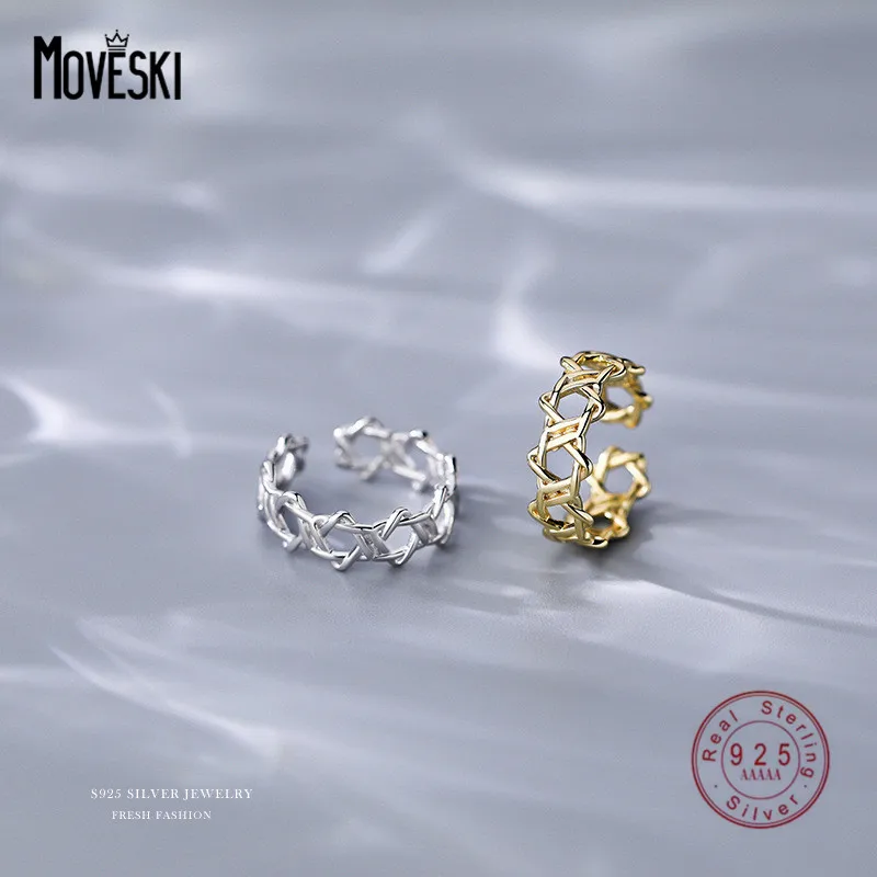 MOVESKI 925 Sterling Silver Punk Creative Personality Star Mesh Open Ring Women Trend Versatile Rock Jewelry Accessories
MOVESKI 925 Sterling Silver Punk Creative Personality Star Mesh Open Ring Women Trend Versatile Rock Jewelry Accessories