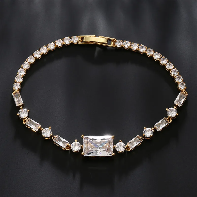 JUNZI Exquisite Luxury Rectangle Zirconia Bracelets for Women Fashion Round Cuff Bangle Chain Gold Color Bridal Wedding Jewelry
JUNZI Exquisite Luxury Rectangle Zirconia Bracelets for Women Fashion Round Cuff Bangle Chain Gold Color Bridal Wedding Jewelry