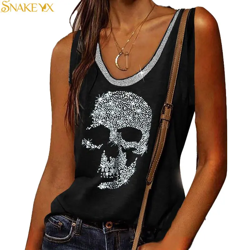 Женская летняя футболка без рукавов со змеиным рисунком
Женская летняя футболка без рукавов со змеиным рисунком