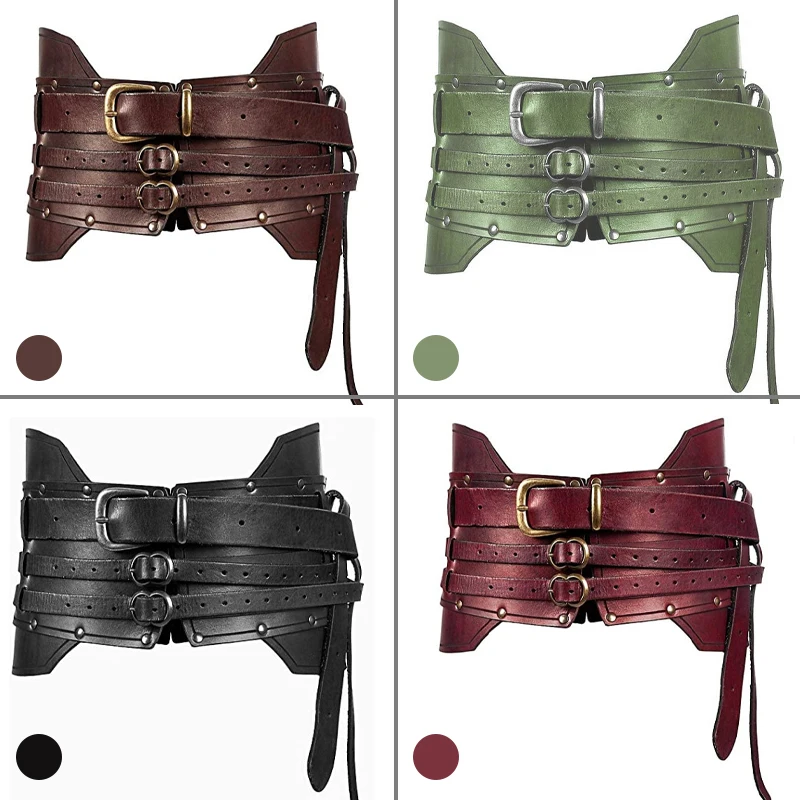 

Medieval Wide PU Leather Belt Viking Pirate Knight Armor Costume Steampunk Cosplay Accessory Renaissance Waistband For Women Men