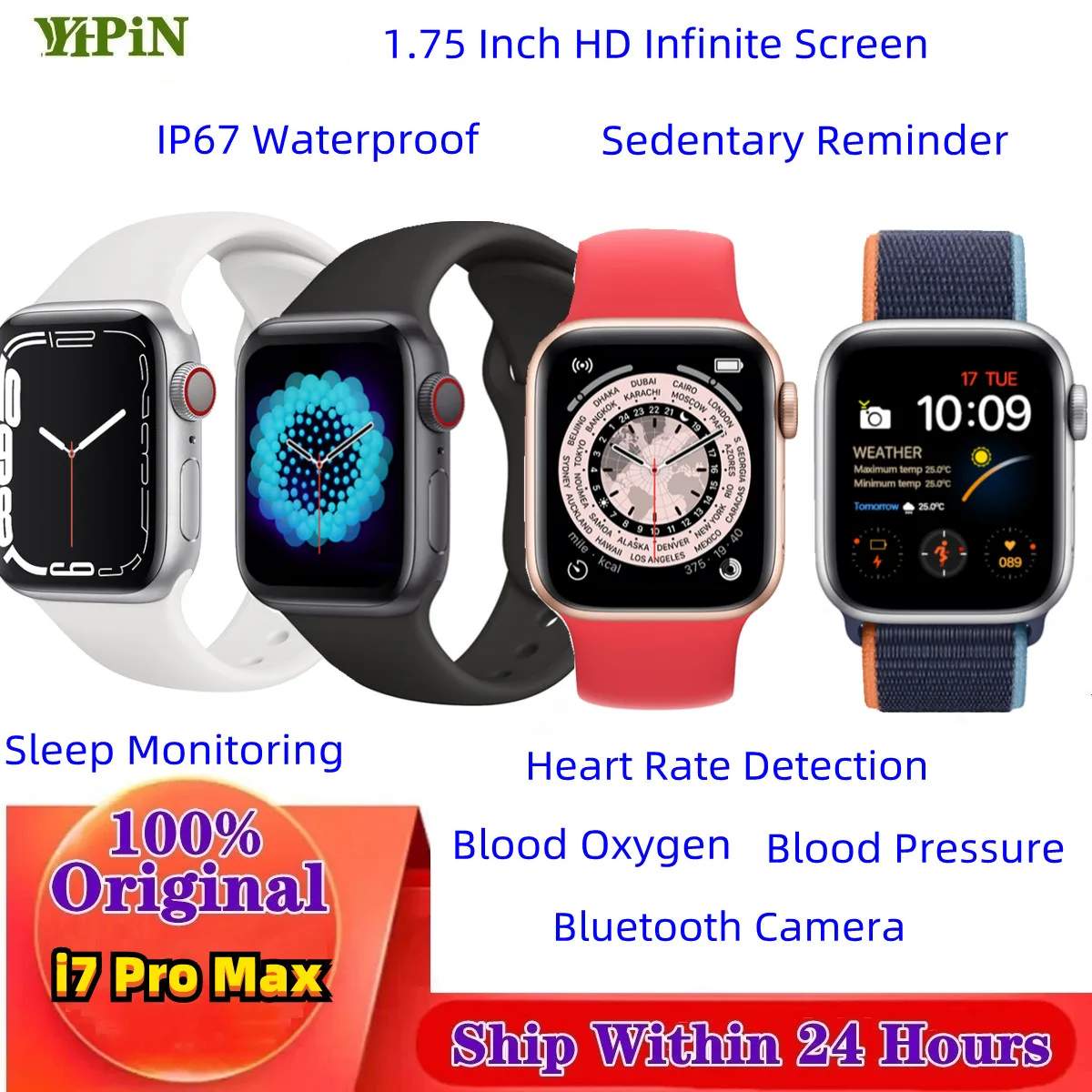 YHPIN Original i7 PRO MAX Series 7 Smartwatch Bluetooth Call Heart Rate IP67 Waterproof Sport Smart Watch PK IWO 13 PRO W27 W37
YHPIN Original i7 PRO MAX Series 7 Smartwatch Bluetooth Call Heart Rate IP67 Waterproof Sport Smart Watch PK IWO 13 PRO W27 W37
