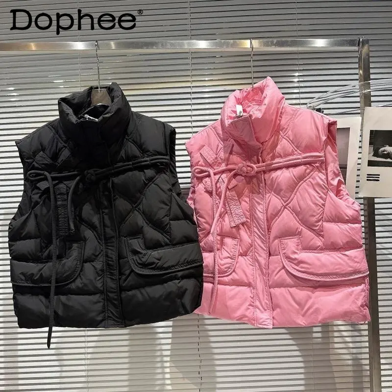 2022 Winter Sleeveless Bow Bandage Turtleneck Warm Down Cotton Vest Women
2022 Winter Sleeveless Bow Bandage Turtleneck Warm Down Cotton Vest Women