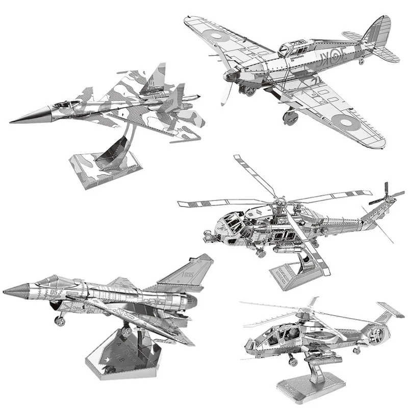 

3D Metal Puzzles DIY Manual Military F35 J20 SU-34 Fighter Aircraft Shuttle Helicopter Mars Probe Assemble Model Jigsaw Puzzles