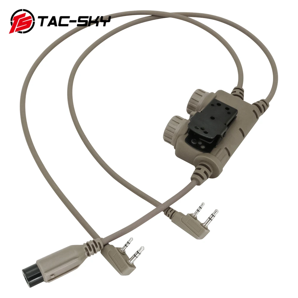 

TS TAC-SKY RAC PTT Dual Communication Adapter for Tactical COMTAC SORDIN Headset Connect Two KENWOOD Plug Walkie Talkie