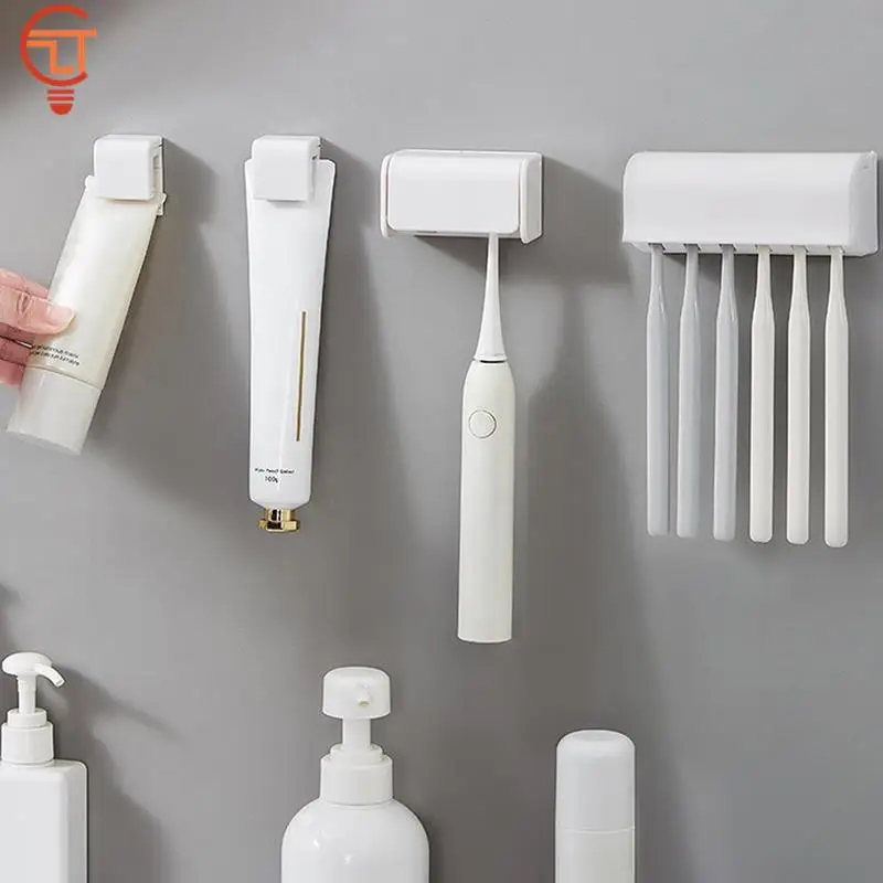 

Настенный держатель для зубных щеток, подставка для очищающего средства для лица, стеллаж для хранения зубной пасты, держатели, органайзер для ванной комнаты