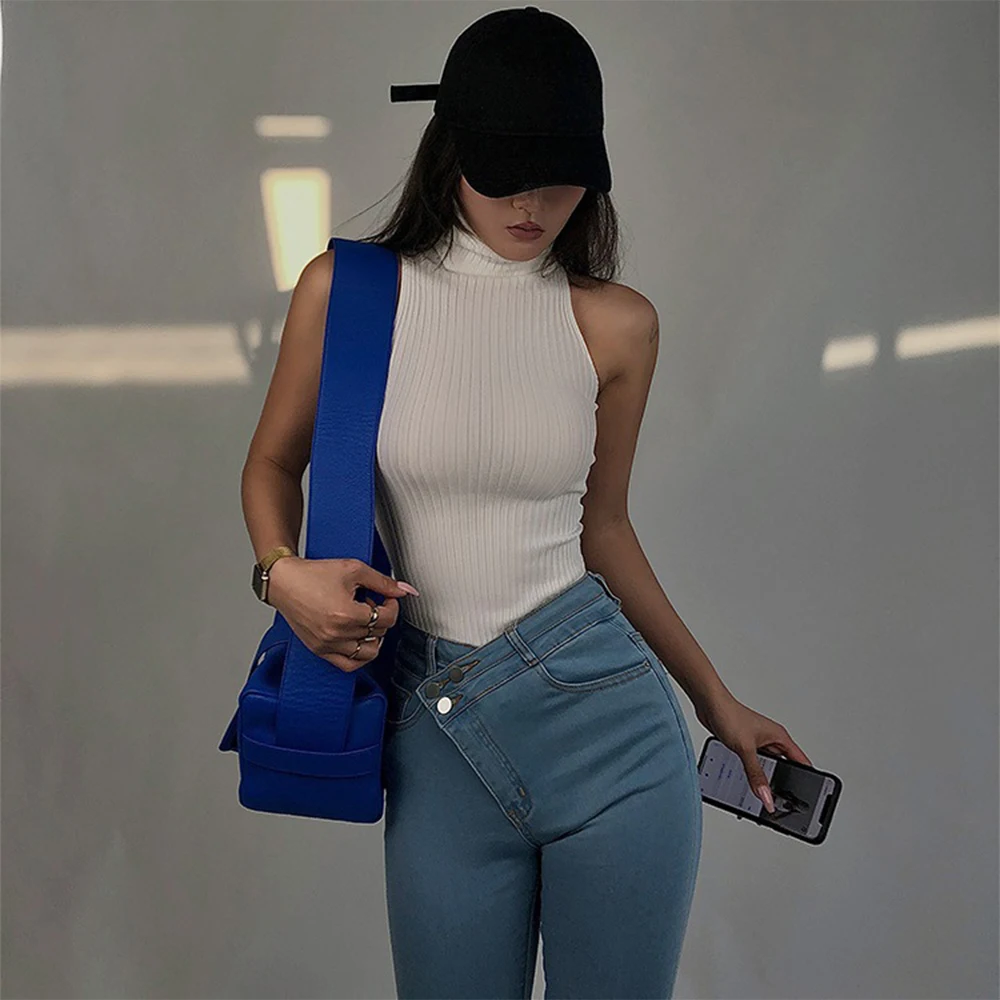 Knitted Women Tank Tops Gym High Collar Ladies Long Knitted One Size Slim Solid Sport Spring Summer Stretch Vest
Knitted Women Tank Tops Gym High Collar Ladies Long Knitted One Size Slim Solid Sport Spring Summer Stretch Vest