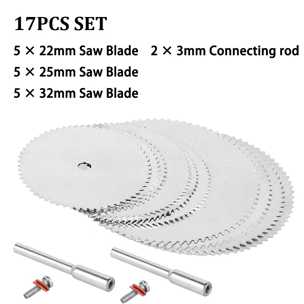17Pcs Set 22/25/32mm Mini Circular Saw Blades HSS Cutting Discs W/ Connecting Rod For Cutting Plastic Wood Power Tools Parts
17Pcs Set 22/25/32mm Mini Circular Saw Blades HSS Cutting Discs W/ Connecting Rod For Cutting Plastic Wood Power Tools Parts