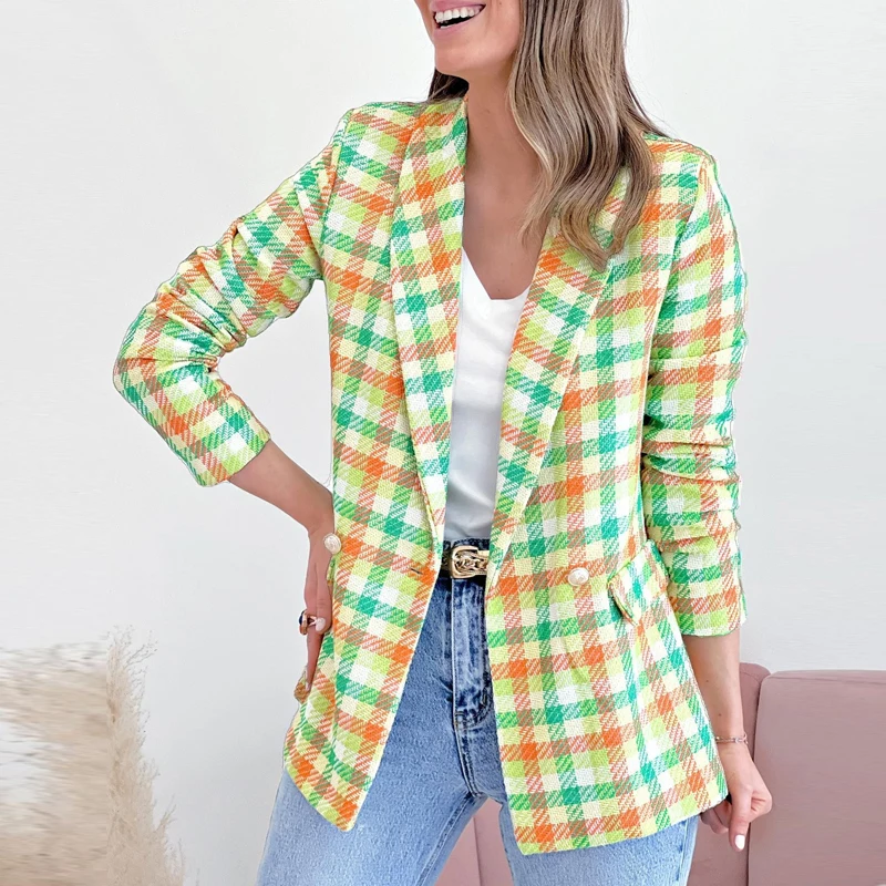 Женский офисный блейзер в клетку, элегантный двубортный жакет с длинным рукавом и отложным воротником, модная облегающая верхняя одежда, ве...
Женский офисный блейзер в клетку, элегантный двубортный жакет с длинным рукавом и отложным воротником, модная облегающая верхняя одежда, ве...