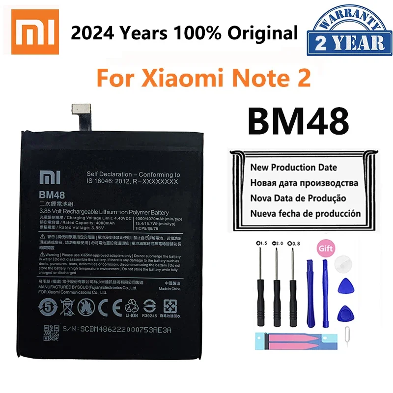 100% Оригинальный аккумулятор Xiao mi BM48 4000 мАч для Xiaomi Note 2 Note2 XiaomiNote2