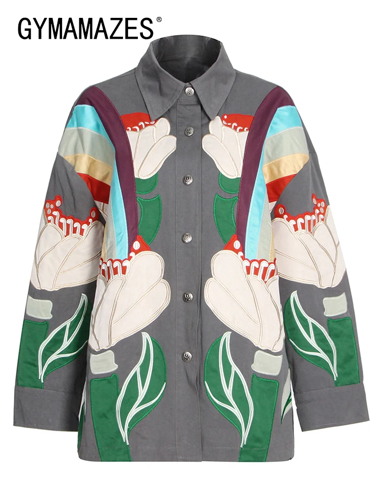 GYMAMAZES Patchwork Appliques Colorblock Shirt For Women Lapel Collar Long Sleeve Blouses Female Fashion Clothing Style New 2022
GYMAMAZES Patchwork Appliques Colorblock Shirt For Women Lapel Collar Long Sleeve Blouses Female Fashion Clothing Style New 2022
