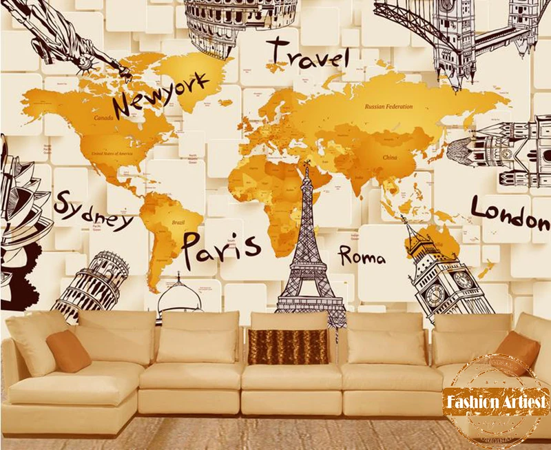 Custom Yellow World Map Wallpaper Mural World Scenic Spots On Cubes Tv Sofa Bedroom Living Room Cafe Bar Restaurant Background
Custom Yellow World Map Wallpaper Mural World Scenic Spots On Cubes Tv Sofa Bedroom Living Room Cafe Bar Restaurant Background