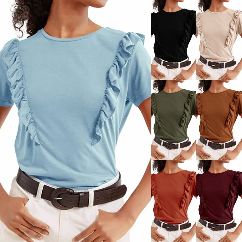 2022 spring and summer women's new casual short-sleeved round neck lace T-shirt top women
2022 spring and summer women's new casual short-sleeved round neck lace T-shirt top women