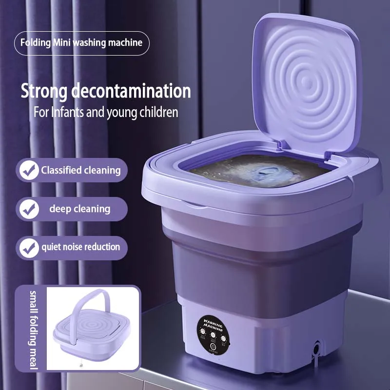 

Portable Foldable Washing Machine With Spin Dryer Automatic Mini Underwear Sock Blue light kill Germs Washing Machine Centrifuge