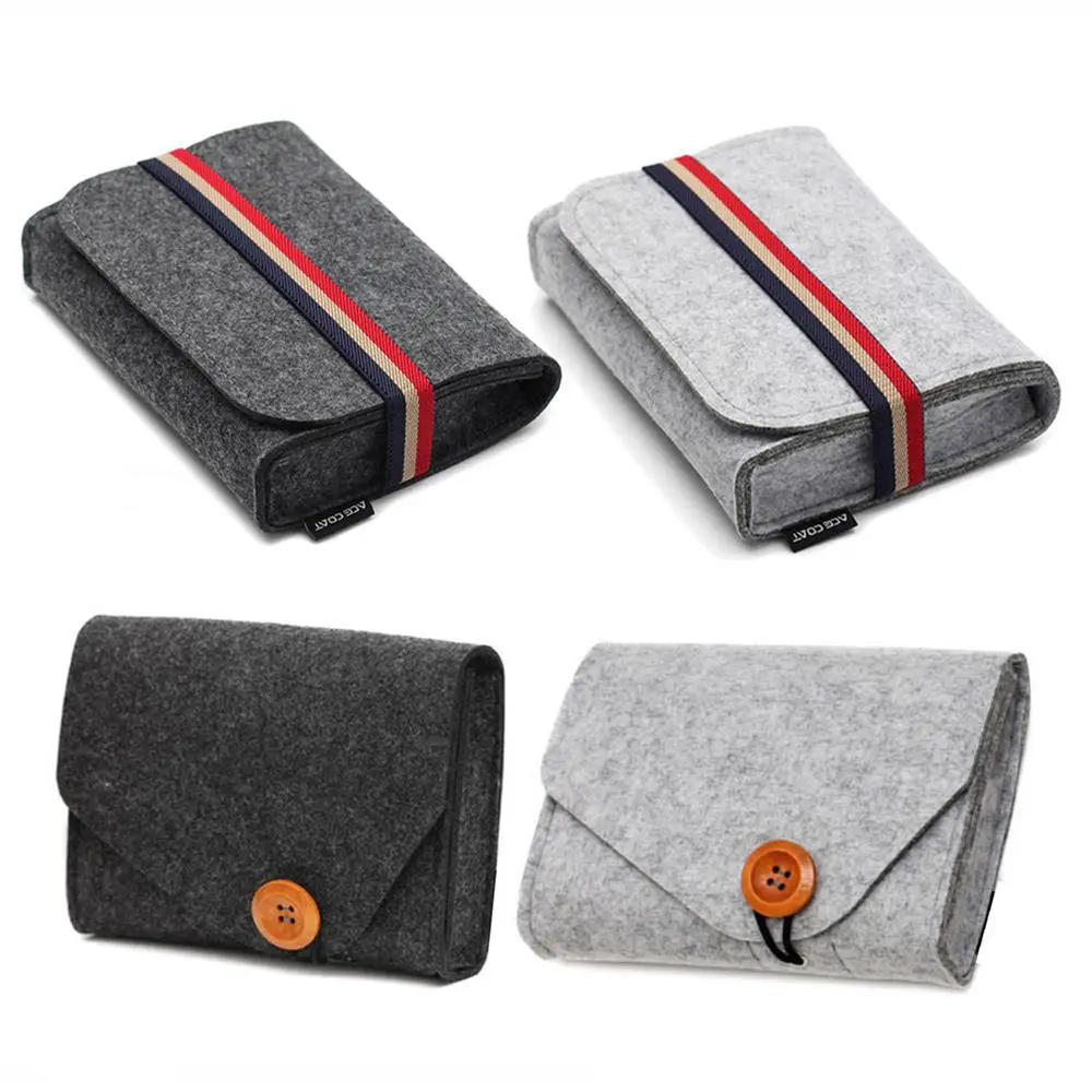 

1PCS Data Cable Travel Organizer Mini Felt Pouch Earphone SD Card Chargers Data Cable Mouse Electronic Gadgets Storage Bag