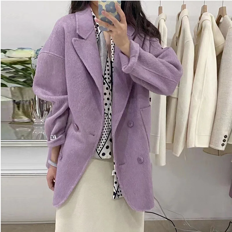 Mulberry Silk Rabbit Fleece Double sided Cashmere Coat Women's Mid length Suit 2022 Autumn/Winter New Loose Woolen Coat
Mulberry Silk Rabbit Fleece Double sided Cashmere Coat Women's Mid length Suit 2022 Autumn/Winter New Loose Woolen Coat