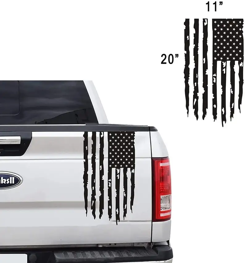 

11" x 20" American USA US Flag Truck Tailgate Vinyl Decal Compatible with Most Pickup Trucks - Pickup Truck Rear Graphic Car Sti