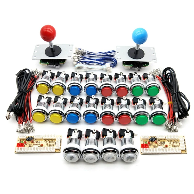Arcade DIY Kit Part 2X 8 Way Joystick + 16X LED Illuminated Push Buttons + 2 Player + Coin For Raspberry Pi 3B Model
Arcade DIY Kit Part 2X 8 Way Joystick + 16X LED Illuminated Push Buttons + 2 Player + Coin For Raspberry Pi 3B Model