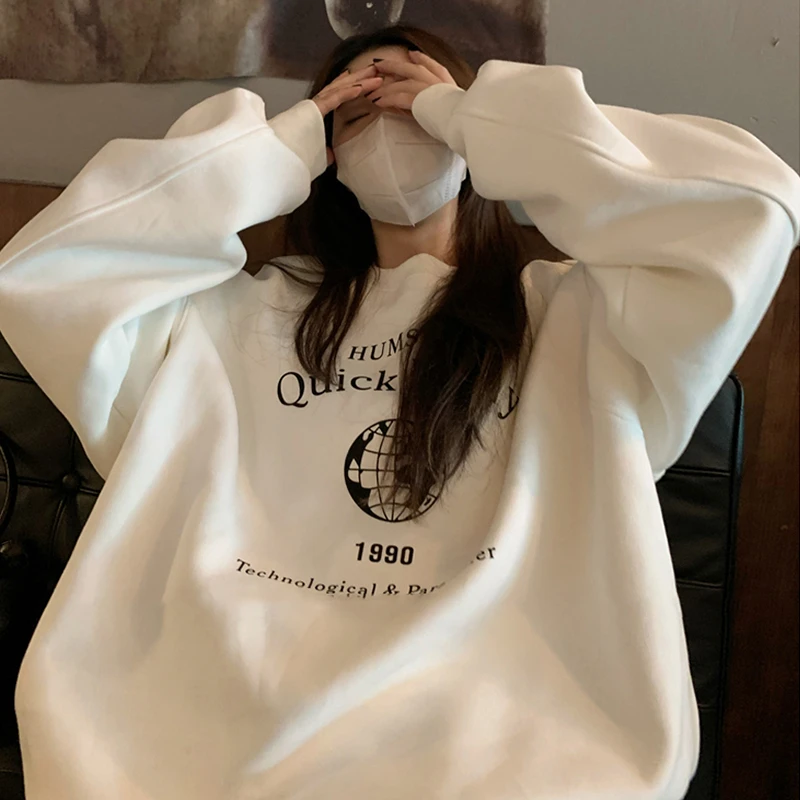 Women Autumn Winter Korean Long Sleeve O-Neck Pullover Hooded Loose Harajuku Streetwear Sweatshirts Letter Printing Hoodies
Women Autumn Winter Korean Long Sleeve O-Neck Pullover Hooded Loose Harajuku Streetwear Sweatshirts Letter Printing Hoodies